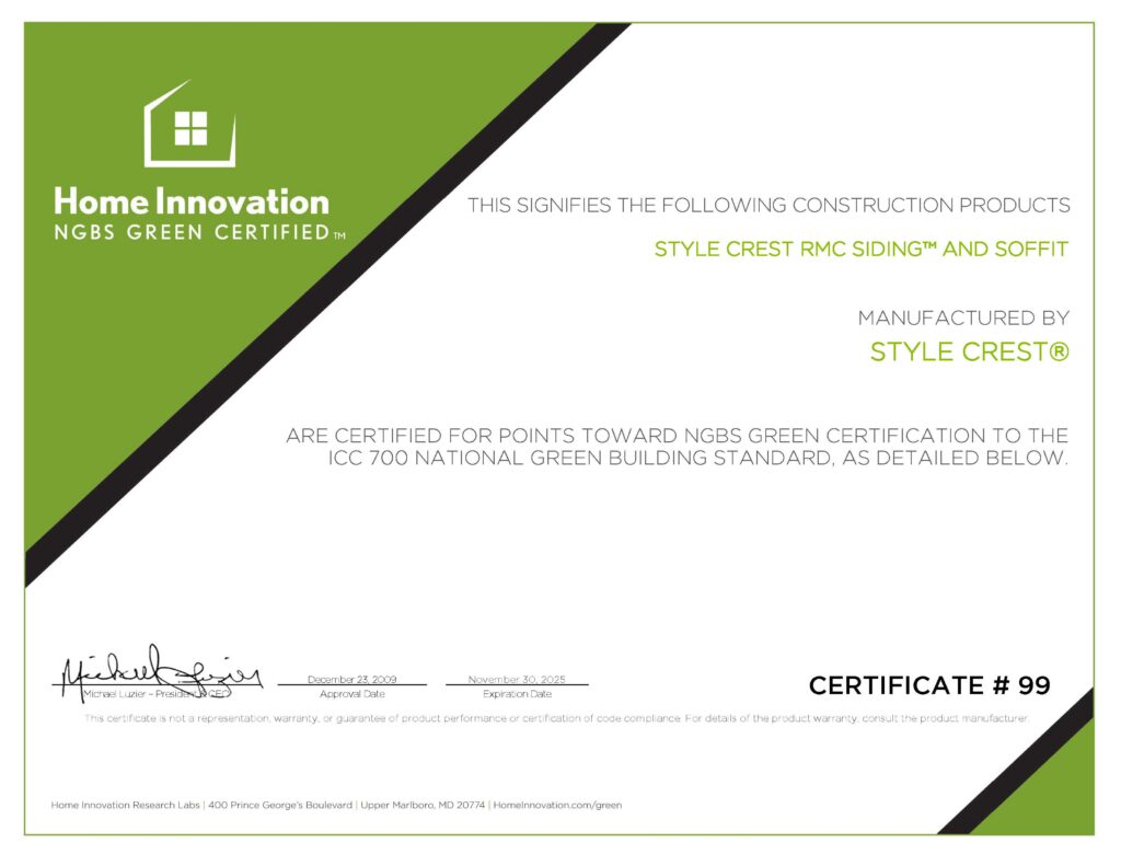 Home Innovation NGBS Green Certificate